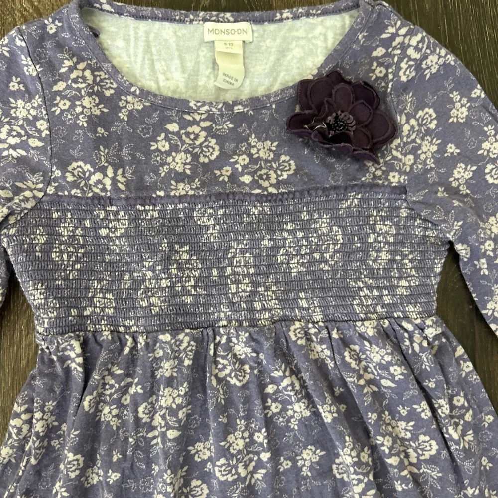Monsoon‎ Purple Floral Dress Long Sleeve Size 9/10 COMFY